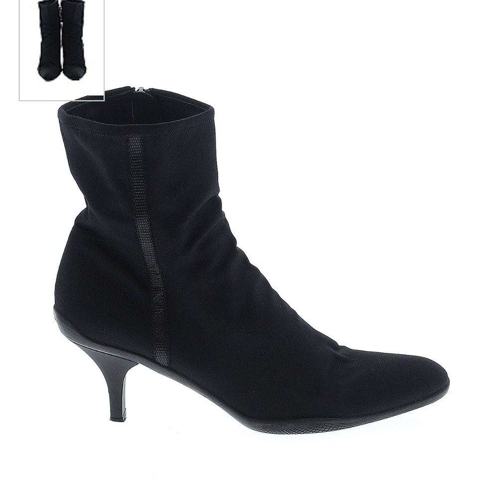 Prada Black Pointed Toe Sock Ankle Booties